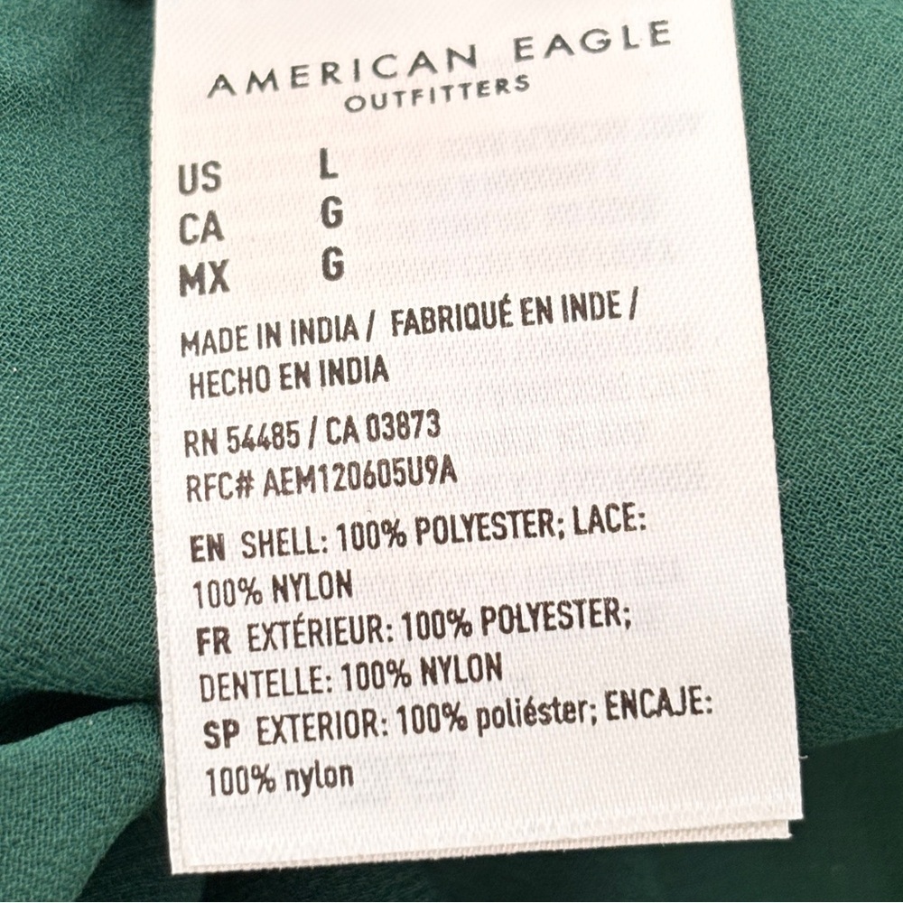 American Eagle Lace Cami Forest Green Cropped Babydoll Top Size Large Satin NWOT - Picture 10 of 11